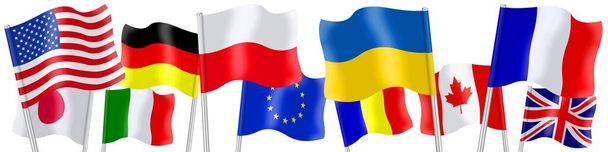 Прапори різних країн, що демонструють солідарність з Україною
 - Фото, зображення