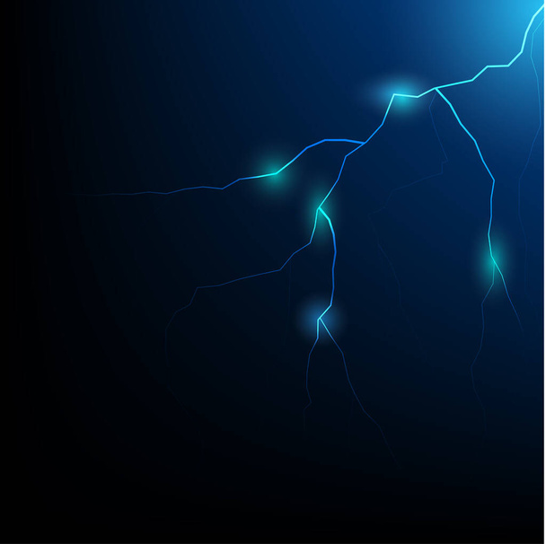 Blue Lightning Thunderstorm Storm Weather Illustration in Night. - Vector, Image