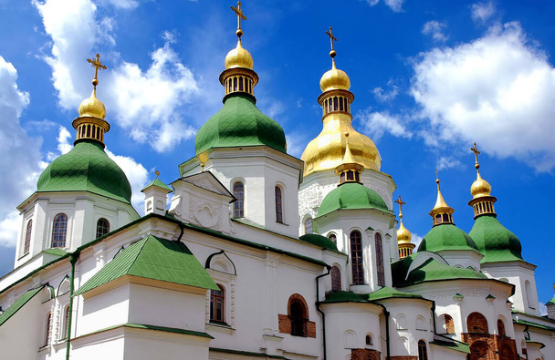 Kyiv or Kiev, Ukraine: Saint Sophia Cathedral, a famous landmark of Kyiv. The Saint Sophia Cathedral complex is a UNESCO World Heritage site and is currently a museum. Kyiv is also known as Kiev. - Zdjęcie, obraz