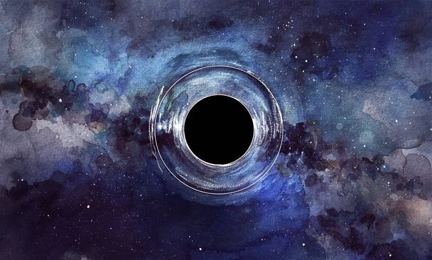 ack hole watercolor illustration. Space galaxy - Vector, Image