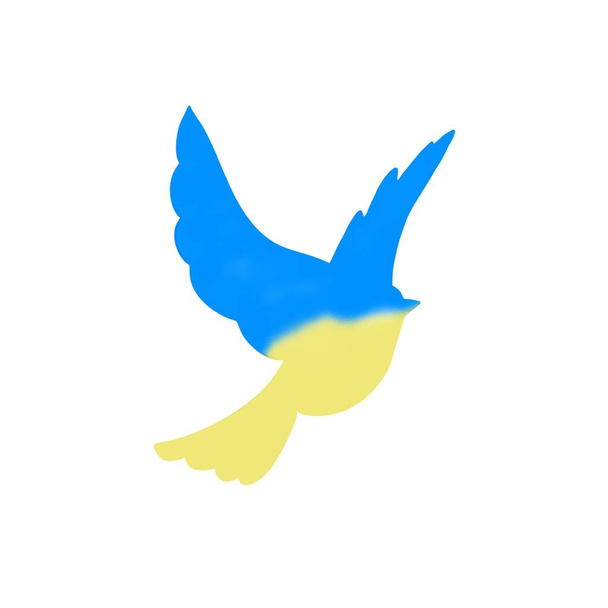 Amor Ucrania, emblemas de acuarela colores de la bandera nacional. Bandera de Ucrania con paloma. paz mundial. Recemos por Ucrania - Foto, imagen