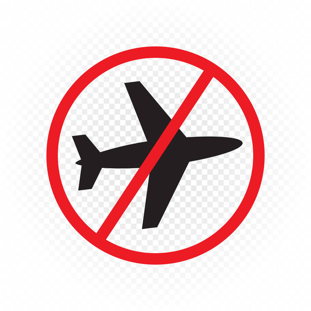 plane fighter fly prohibited sign symbol icon - Vector, Imagen
