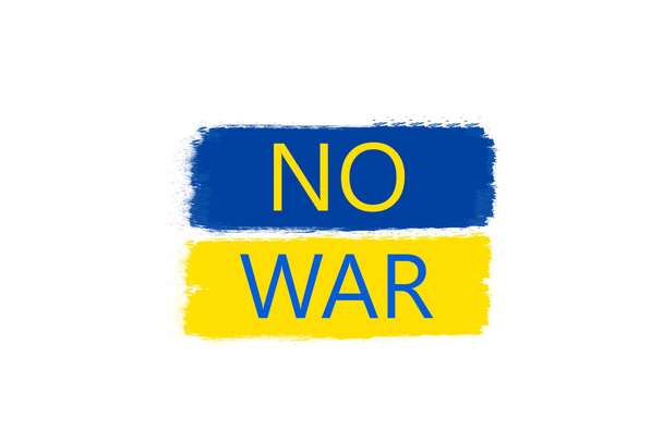 Ukrainian flag with no war word on it on a white background - Foto, immagini