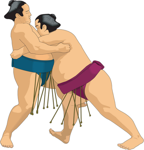 Sumo Wrestlers Vector Illustration - Vektor, obrázek