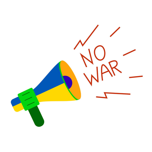 Ukrainian megaphone with the calling No War. National security society,  prevention of war in Ukraine. Vector illustration - Vector, Imagen