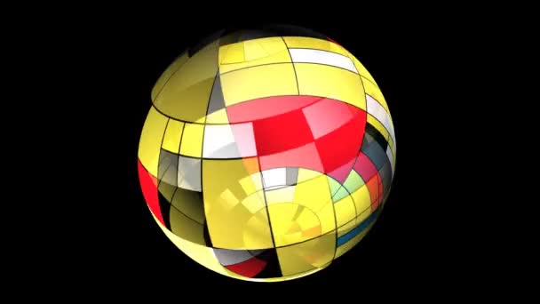 rectangles colorés style mondrian sur la sphère rotative - Séquence, vidéo