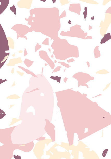 Terrazzo modern abstract template. Pink and orange texture of classic italian flooring. Venetian terrazzo trendy vector backdrop Background made of stones, granite, quartz, marble, concrete.  - Διάνυσμα, εικόνα