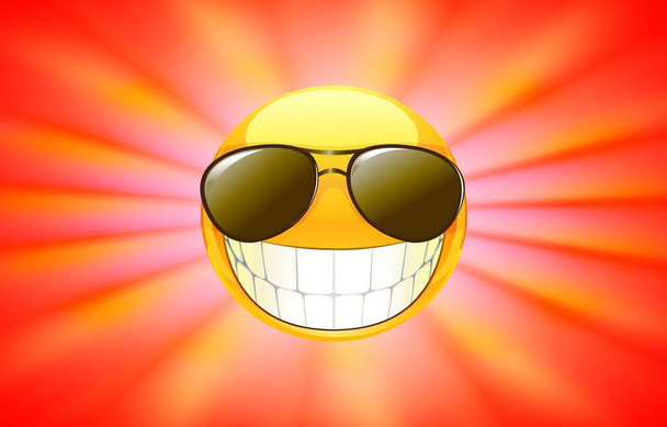 Willkommen Sommer Hintergrund - happy summer smile sun icon. Abstrakte orange Hintergrund, Sonnenschein Sommer Hintergrund. - Vektor, Bild