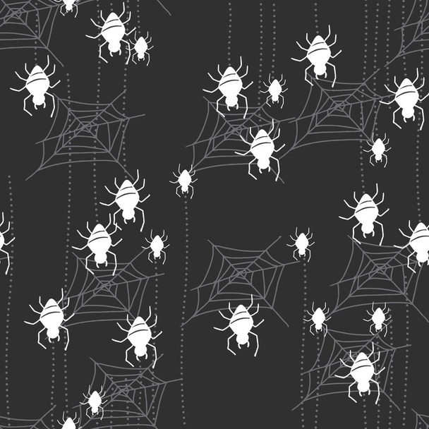 Negro Spooky Spider Vector Gráfico Ilustración Seamless Pattern se puede utilizar para el diseño de fondo y ropa - Vector, imagen