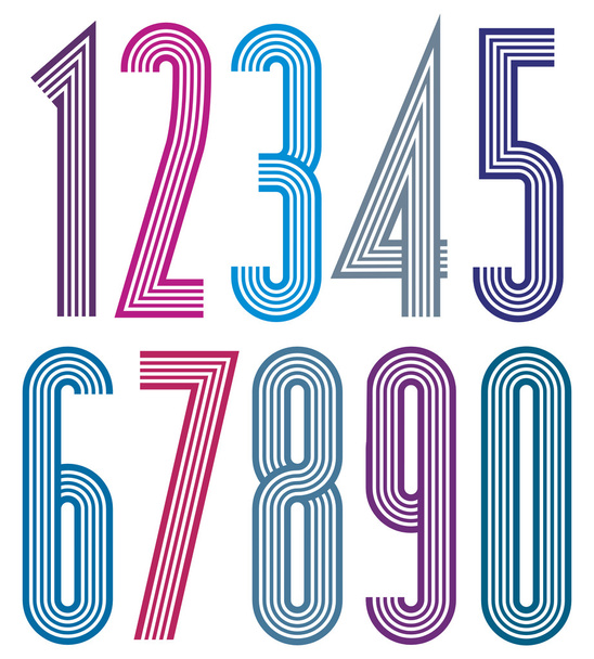Geometric colorful numbers with straight lines. - Vettoriali, immagini
