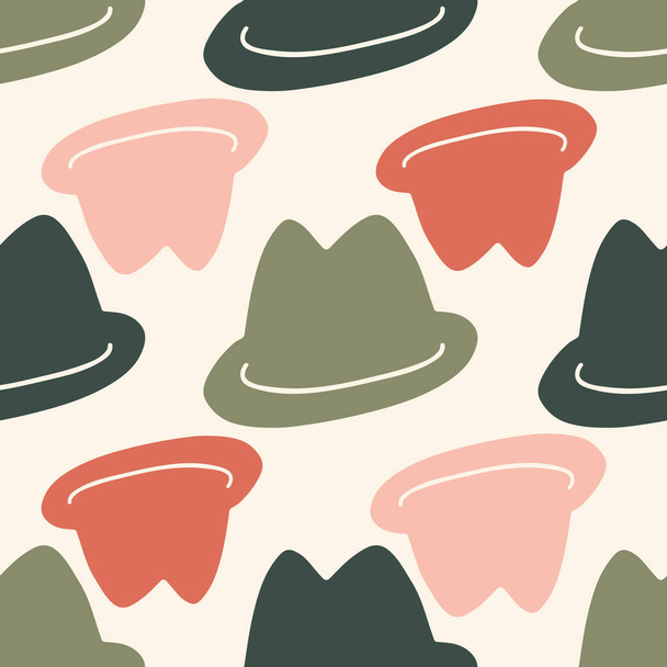 Vintage hats in different colours on sandy background. - Vektor, Bild