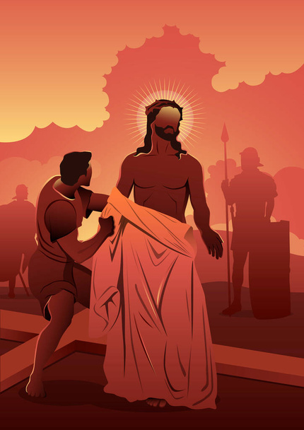 Jesus is stripped of his garments - Vector, Image