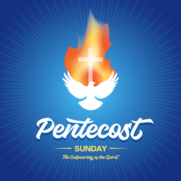Domingo de Pentecostes com o Espírito Santo em chamas - Vetor, Imagem