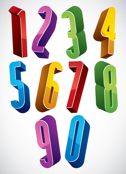 3d extra tall numbers set made with round shapes. - Vecteur, image