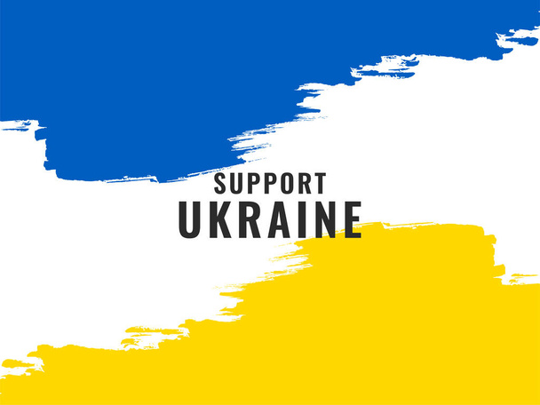 Support Ukraine text with watercolor brush stroke flag theme design vector - Vetor, Imagem