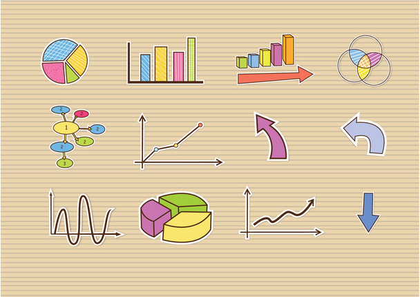 Hintergrund Doodle Hand gezeichnet Business Finance Statistiken Infografik Elemente. - Vektor, Bild