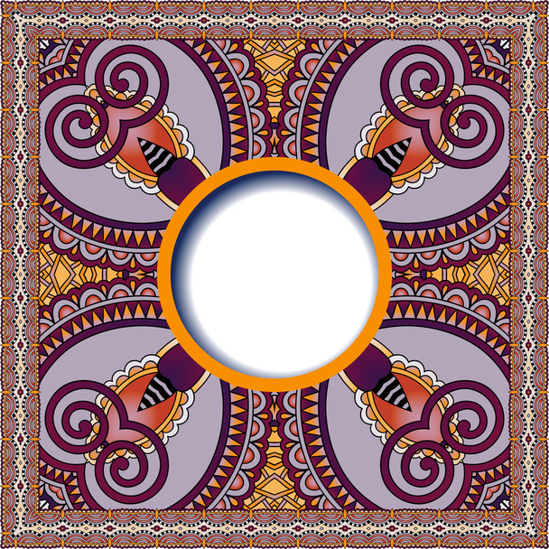 floral round pattern in Ukrainian oriental ethnic style for your - Вектор,изображение