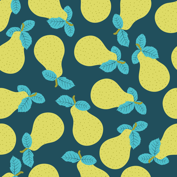 Green Cute Pears Fruit Vector Seamless Pattern - Vektor, obrázek