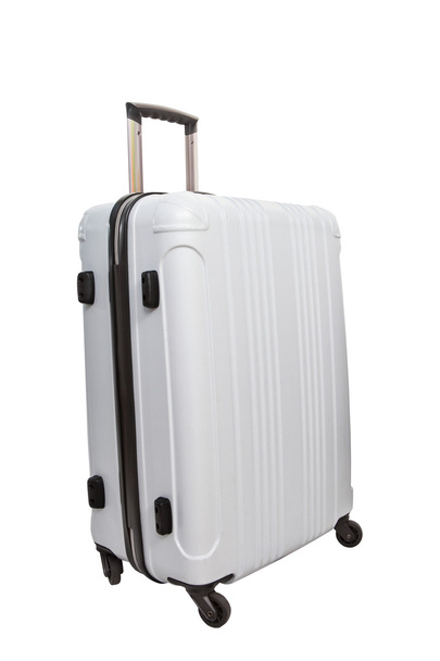 Witte bagage reizen koffer geïsoleerd witte achtergrond - Foto, afbeelding