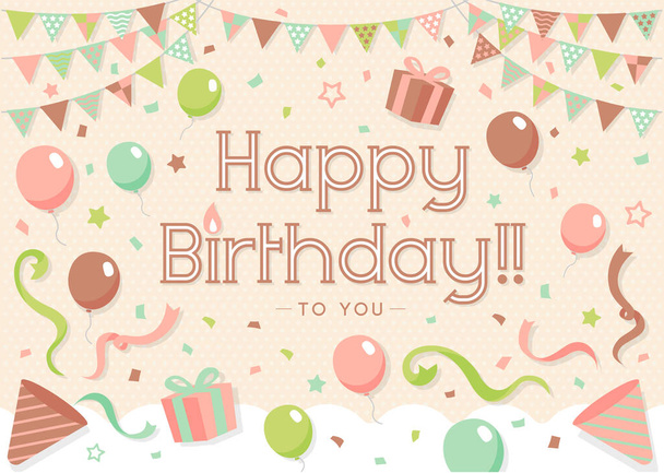 Happy birthday greeting card vector illustration  - Vettoriali, immagini