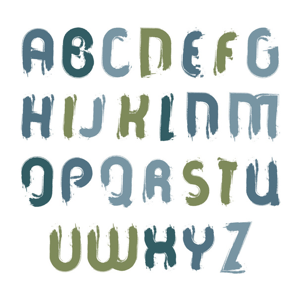 Vector acrylic font, handwritten watercolor capital letters isol - Vettoriali, immagini