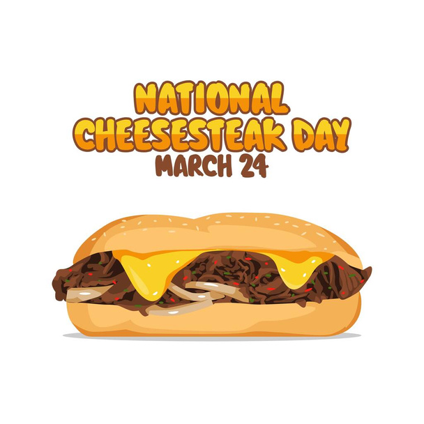 Ulusal Peynirli Biftek Günü 'nün vektörel grafiği ulusal Peynirli Biftek Günü kutlamaları için iyidir. düz dizayn. İlan tasarımı. Düz illüstrasyon. - Vektör, Görsel