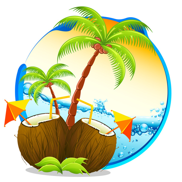 Tropischer Kokosnuss-Cocktail - Vektor, Bild