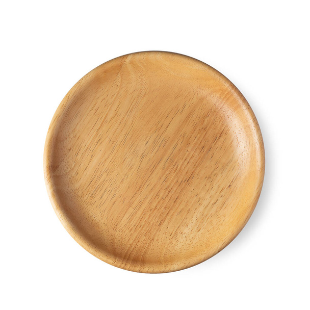 wooden plate isolated on white background top view - Photo, Image
