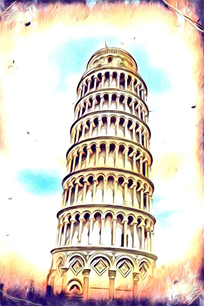 Dibujo de dibujo de arte de Pisa ilustración divertido diseño vintage retro arte fotografía
 - Foto, Imagen