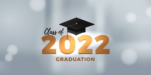 Klasa 2022 ukończenie partii banner dla absolwentów gratulacje z eleganckim białym tle - Wektor, obraz