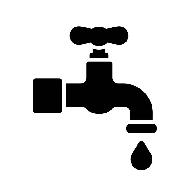 Faucet with drop vector glyph icon. Graph symbol for agriculture, garden and plants web site and apps design, logo, app, UI - Vector, Image