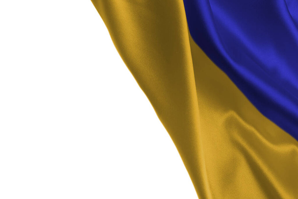 Ukrán zászló elszigetelt fehér háttérrel. Fénymásolási hely.  - Fotó, kép