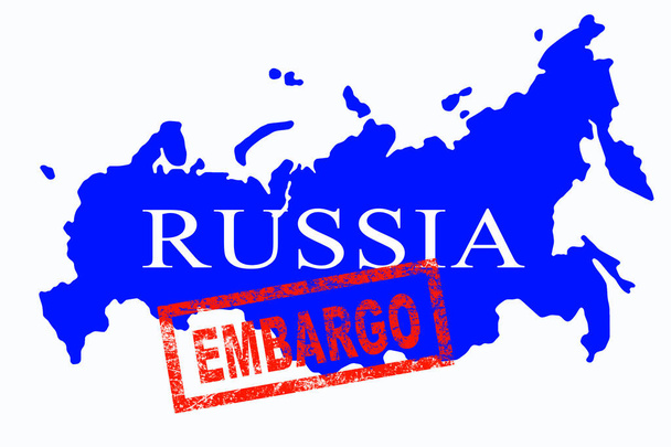 Sanctions against Russia. Embargo on the map of Russia. Crisis in international relations, sanctions. - Photo, Image