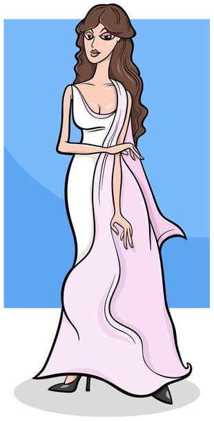 Cartoon illustration of beautiful young woman or girl character - Vector, imagen
