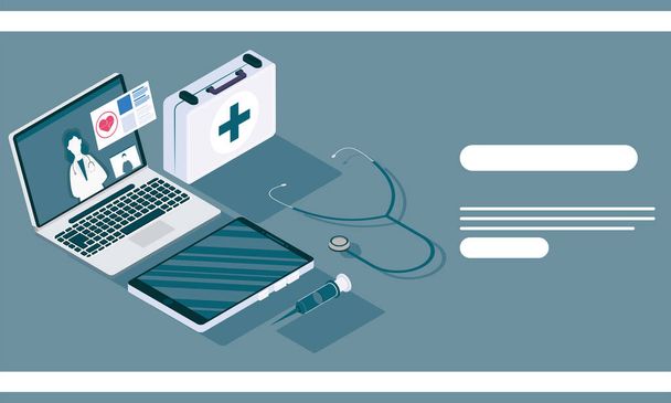 servicios médicos en línea - Vector, Imagen
