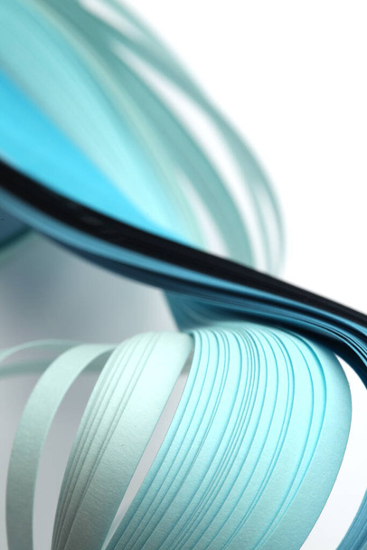 Abstract blue (turquoise) color strip wave paper vertical background. - Foto, afbeelding