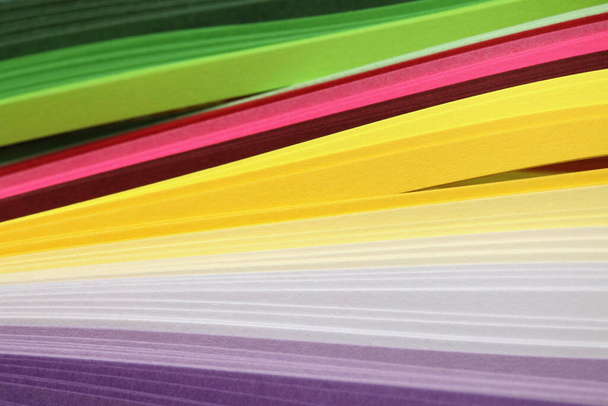 Abstract rainbow color strip wave paper horizontal background. - 写真・画像