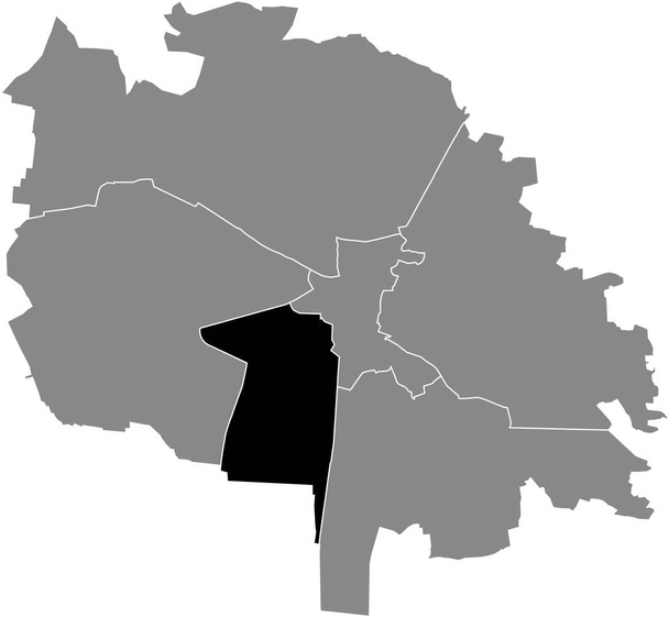 Zwarte platte blanco gemarkeerde locatiekaart van de FRANKO (FRANKIVSKYI) DISTRICT binnen grijze administratieve kaart van Lviv, Oekraïne - Vector, afbeelding