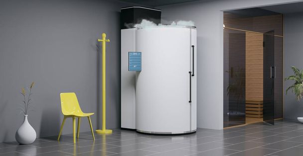 3D απεικόνιση ενός δωματίου κρυοσάουνα ή κρυοθεραπείας ή καταψύκτη - Φωτογραφία, εικόνα