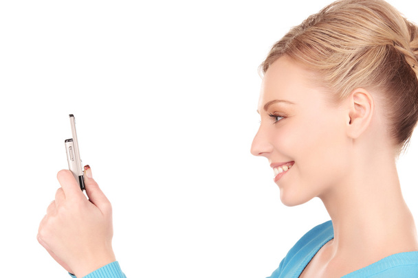 Szczęśliwa kobieta z telefonów komórkowych - Zdjęcie, obraz