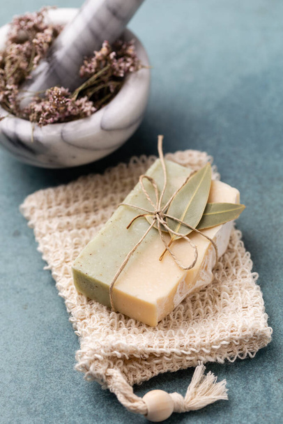 Natural handmade soap. Organic soap bars with plants extracts. - Photo, Image