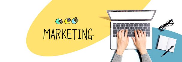 Marketing with person using a laptop - Photo, Image
