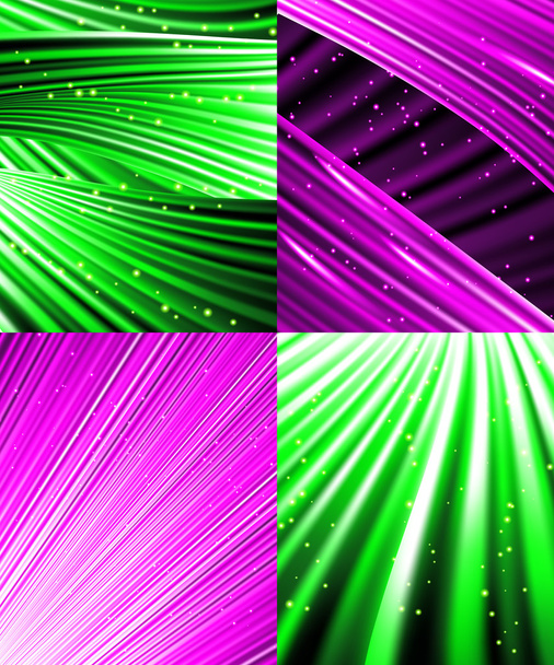Set of background of colourful luminous rays. Vector - Vector, Image