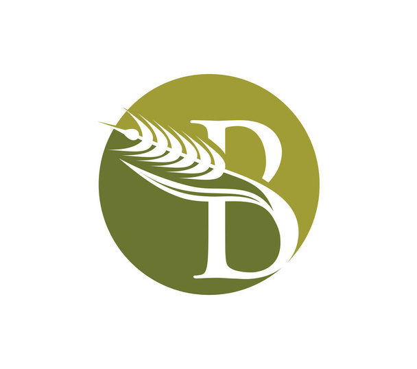 Buğday Tanesi Monogramı İlk Logo Harfi B - Vektör, Görsel