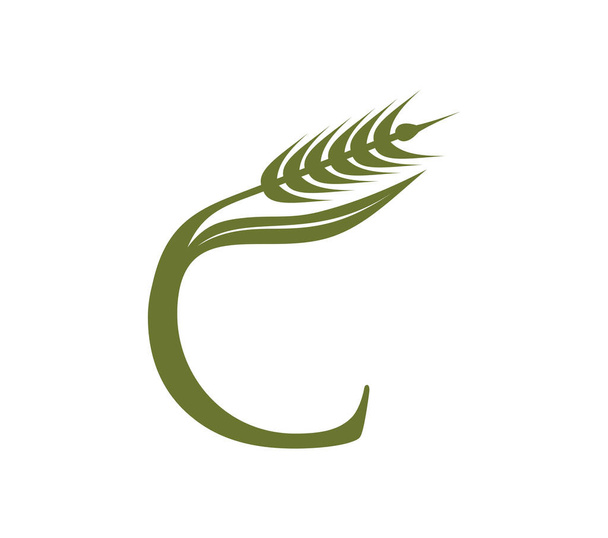 Tarwekorrel Monogram Logo Letter C - Vector, afbeelding