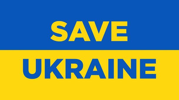Save Ukraine concept during invasion in flag background - Foto, imagen