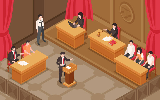 Law And Justice Isometric Illustration - Vector, Image
