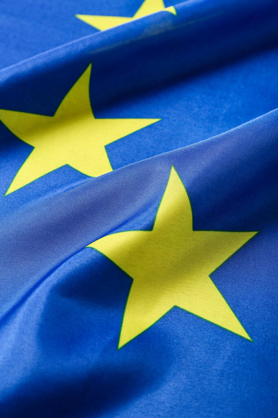 Żółte gwiazdy flagi Unii Europejskiej, zbliżenie - Zdjęcie, obraz