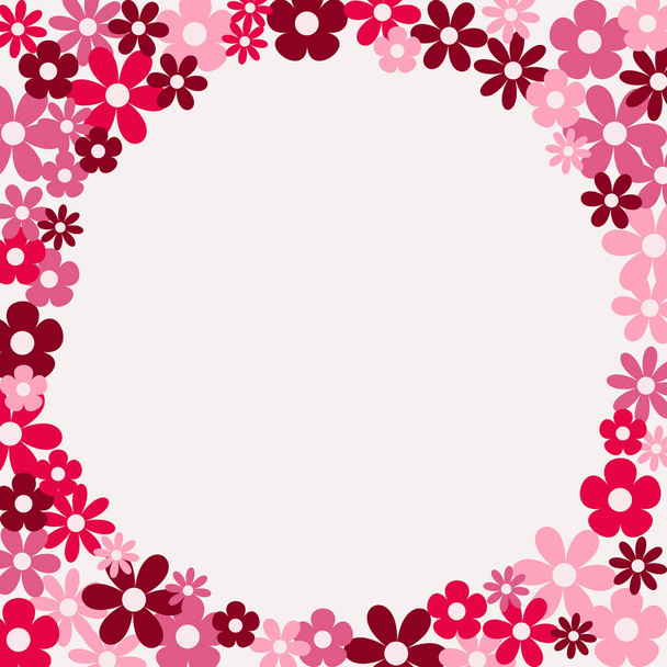 Pink flower frame vector background for decoration on Valentine's day, wedding, garden and Beauty concept. - Vector, Image