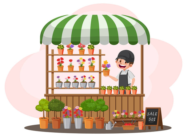 концепція блошиного ринку з ілюстрацією садового магазину
 - Вектор, зображення